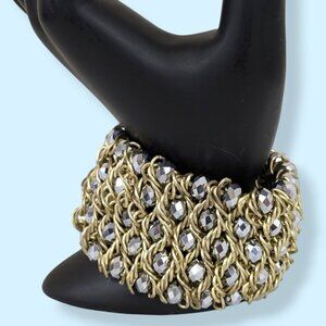 (2/$20) Metallic Beaded Stretch Cuff Bracelet
